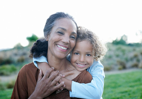 Grandma and grandson in the park